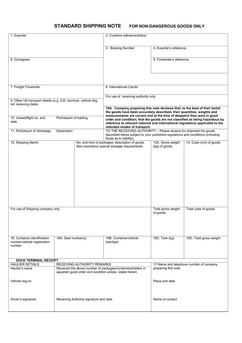 Shipping Note Form ≡ Fill Out Printable PDF Forms Online